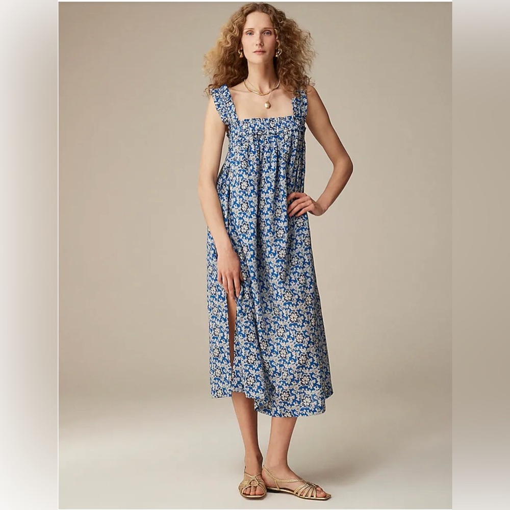 J. Crew Blue Floral Midi Dress